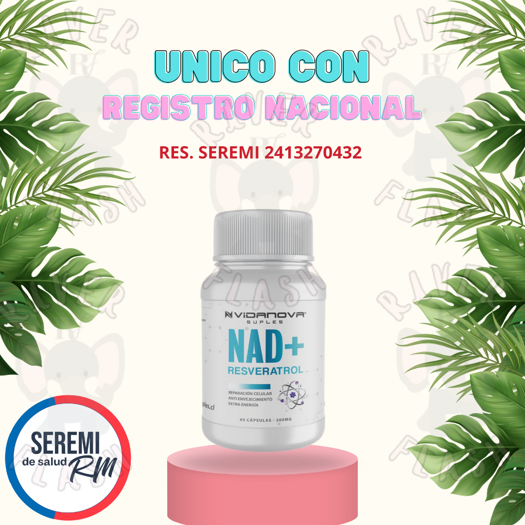NAD+ RESVERATROL 500mg 60 cápsulas ORIGINAL (incluye Ficha Técnica)